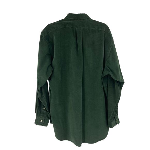 Ralph Lauren Cord Flannel Long Sleeve Button Up Pony Forrest Green Men’s Large - Picture 2 of 9